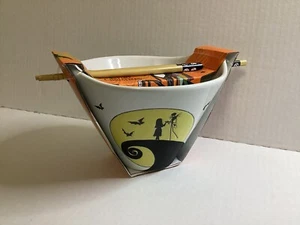 Disney Nightmare Before Christmas Jack Sally Moon and Bats Ramen Bowl Chopsticks - Picture 1 of 5
