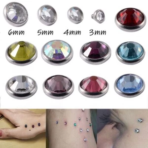 Oberflächenpiercing CZ Crystal Dermal Anchor Flaches Juwel Hautpiercing - Bild 1 von 18