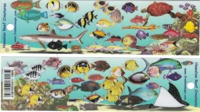 Hawaiian Coral Reef Creatures Bookmark Set - Hawaii Fish Bookmarks