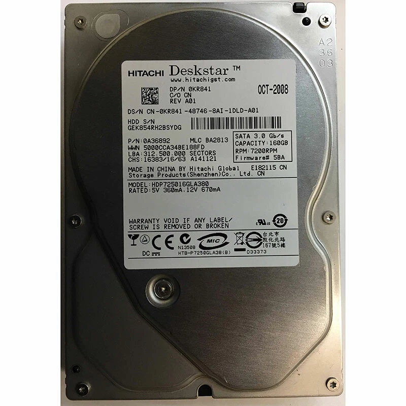 0KR841 - Dell 160GB 7200 RPM SATA 3.5" HDD - Image 1 of 1