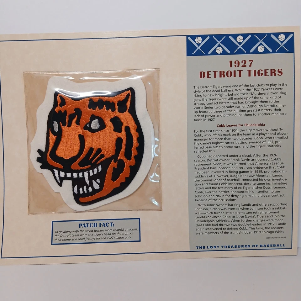 1927 Detroit Tigers Patch Willabee and Ward Lost Treasures of Baseball MLB - Image 1 of 2
