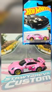 Hot Wheels 911 Porsche **Custom Hello Kitty W Spectraflame And Real Riders** - Picture 1 of 3