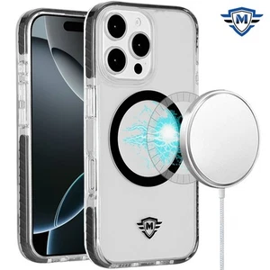 For iPhone 16 Pro 6.3in Case Premium Shockproof Magnetic Circle + Tempered Glass - Picture 1 of 6