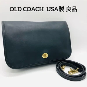 [Excelente+] Bolso de Hombro Old Coach 9755 Negro Solapa Cuero Genuino De Colección - Imagen 1 de 20