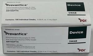 Caja de 10 - Dispositivo PDI Prevantics B19600 hisopo antiséptico | 100 hisopos 5/2026 - Imagen 1 de 2