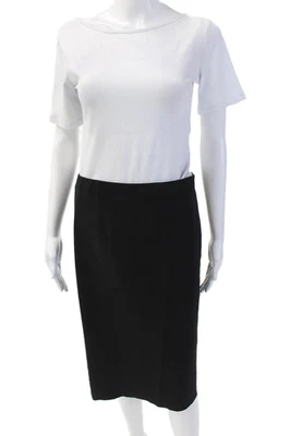 Falda Lápiz Vince Mujer Mezcla Algodón Cintura Alta Recta Midi Negra Talla S Foto 1 de 4