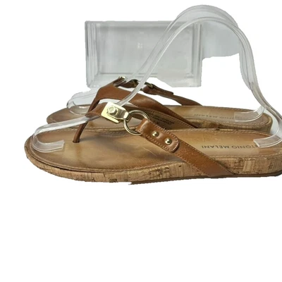 Sandalias Antonio Melani Mujer 8 M Cuero Tanga Color Dorado Herrajes Corcho Foto 1 de 4