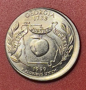 1999 D Georgia State Quarter Error, Struck Out of Collar, Uncirculated. - Picture 1 of 3