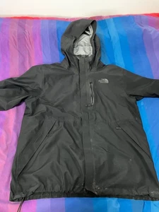 The North Face DRYZZLE waterproof hooded jacket coat BLACK USED LARGE - DAMAGED - Picture 1 of 7