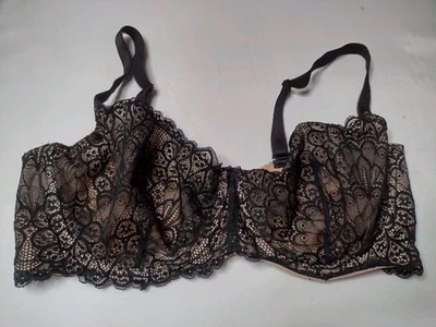 Sujetador con aros de encaje Torrid Curve 40DD negro floral camiseta cobertura completa LL Foto 1 de 2