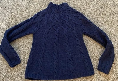 Boden Girls Cable Knit Sweater Navy Blue Wool Angora Blend Size 12 - Image 1 of 4