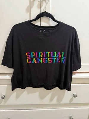 Spiritual Gangster Trevor Project Pride Black/Rainbow Crop Women's Sz S MSRP $58 - Image 1 of 4