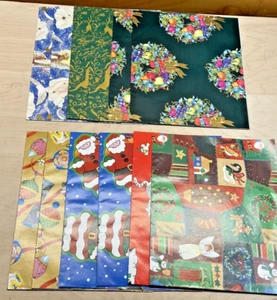 Vintage Christmas Gift Wrap Wrapping paper 12 sheets 7 designs 22x35" - Picture 1 of 8