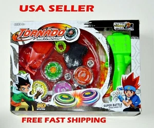 Beyblade style Tornado Metal Top Super Battle Launcher 4pcs Toy Set - Light UP - Picture 1 of 5