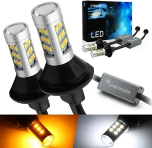 7443 Error Free Dual Color Type 2 Switchback DRL LED Turn Signal Light Bulbs No  - Picture 1 of 7