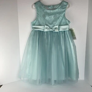 NWT Bonnie Jean Girls Size 6 Turquoise Dress Embroidered Bodice With Sequins - Picture 1 of 4