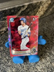 2022 1st Bowman Sapphire Chrome Luca Tresh Red Refractor #048/10 MINT - Picture 1 of 2