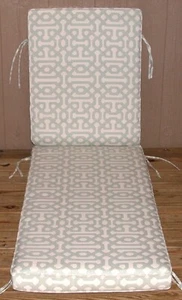 Sunbrella® Outdoor Patio Chaise Cushion ~ Fretwork Mist ~ 23 x 80 x 3 NEW - Picture 1 of 3