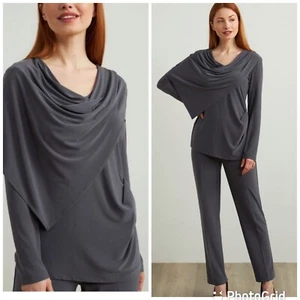 Joseph Ribkoff Granite Long Sleeve Cowl Neck Draped Tunic Top Size 10 NWT - Picture 1 of 10