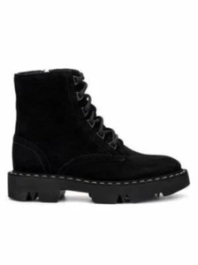 New $525 Aquatalia Harlyn Black Combat Suede Leather Boots Women 8.5 - Picture 1 of 6