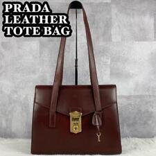 Kiwami Prada Leather Tote Bag With Key Shoulder Flap Brown japan