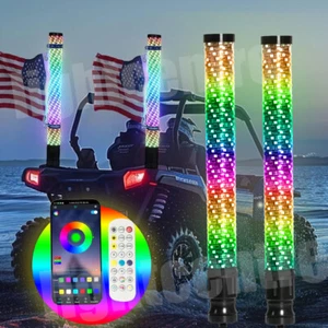 2FT Thick LED Whip Spiral Chasing RGB Fat Whip Lights For Can Am Maverick X3 RS - Bild 1 von 17