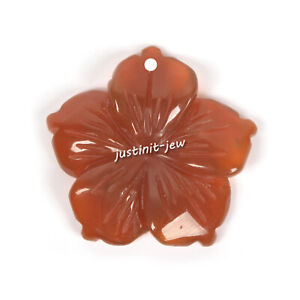 28mm Hand Carved gemstone Hawaii flower pendant bead 1.1"