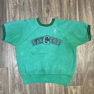 Vintage 1960s Army Rangers US Military Green Crewneck Sweatshirt Large - Picture 1 of 16