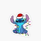 Stitch Santa Hat Christmas Lights Disney Cute Sticker  Holiday Cute Fun Decal 