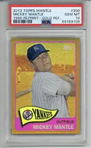 Topps Mickey Mantle 1965 2012 reimpresión refractor dorado #350 Yankees PSA 10 Low Pop - Imagen 1 de 2