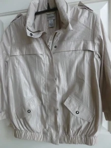 Womens lightweightJacket 3/4 sleeve from Chicos, size 0, shimmer beige, zip hood - Picture 1 of 11
