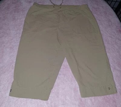 Bobbie Brooks Pierna Ancha Caqui Beige Tostado Cintura Elástica Ligero Capri 14W/16W Foto 1 de 4