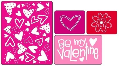 Sizzix Valentine Emboss 4-pk set #656761 Retail $12.99 Retired, by Rachel Bright - Image 1 of 4
