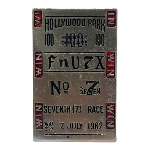 Vintage Hollywood Park July 7 1962 Horse Racing Money Clip Racetrack Ticket Cover