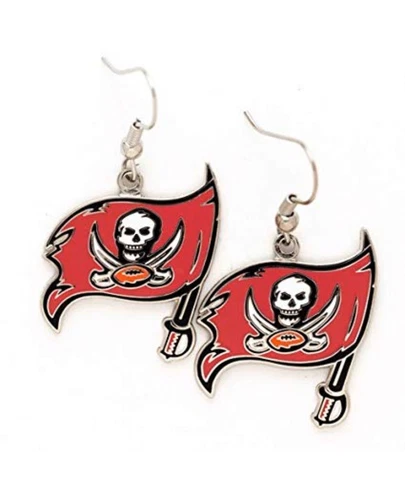 Tampa Bay Buccaneers NFL Logo Silver Dangler Earrings Hypo-Allergenic Cover