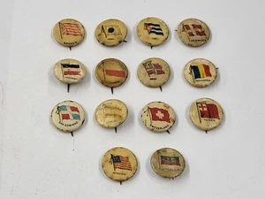 Antique Sweet Caporal Cigarette Pinback Collection Of 14 Different Countries  - Picture 1 of 17