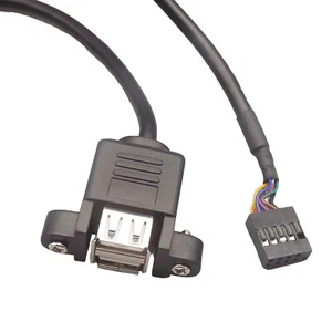 50cm 2 USB 2.0 A Female Panel Mount To 9 Pin PCB Female Motherboard Header Cable - Picture 1 of 12
