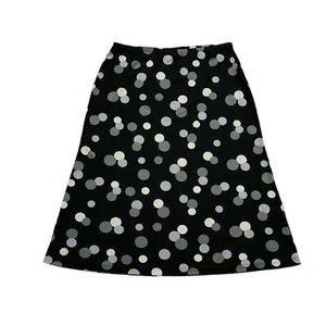 1990s VTG New York & Company Black Purple Abstract Polka Dot Knit Skirt Size Med - Picture 1 of 4