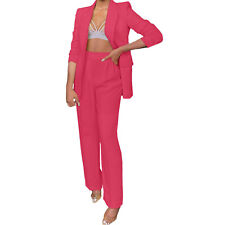 Women's 2 Piece Solid Ruched Sleeve And Pants Suit For Women Business Office