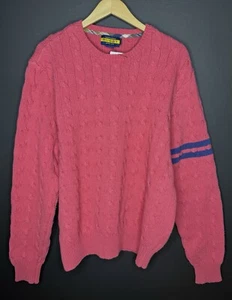 Rugby Ralph Lauren XXL rosa lachs Pullover Zopfmuster Fußball Polo Streifen Vintage Herren - Bild 1 von 5