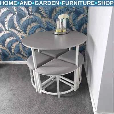 Small Dining Table 4 Chairs Kitchen Furniture Set Space Saving Breakfast Table - Image 1 of 4