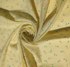 Vintage Yellow Cotton Fabric with Simple Flowers - Multiple Cuts - Picture 1 of 4