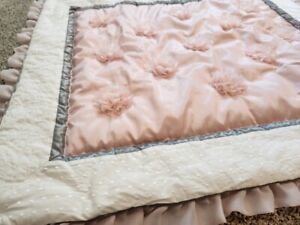 Peanutshell Arianna Pink 2 Piece Crib Bedding Set Quilt Skirt Dust Ruffle