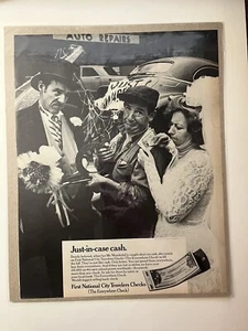 1969 Travelers Checks Print Ad ~ Car Repair, Bride, Groom ~ Look ~ 13" x 10.25" - Picture 1 of 2