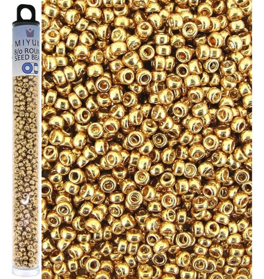 Cuentas Semilla Rocaille Redondas Miyuki Tamaño 8/0 Oro Galvanizado 22GM-Tubo (8-1052) Foto 1 de 4