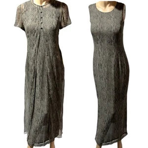Spenser Jeremy Silk Chiffon Snakeskin Print Maxi Dress & Duster Set Size 6 - Picture 1 of 16