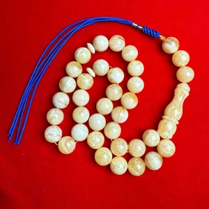 33 perline di preghiera islamiche Tasbih Misbaha ambra naturale del Baltico 12,9 mm 38,5 g - Foto 1 di 3