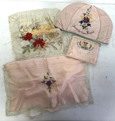 WWI Great War Souvenir Silks From France, Four Pieces - Image 1 of 4