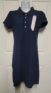 NWT French Toast Girls' Short Sleeve Ruffle Polo Shirt Dress Navy Blue XL-14/16 - Picture 1 of 8