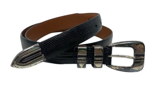Johnston & Murphy Lizard-Grain Ranger Belt Men's Size 36 Black Dress Casual Golf - Picture 1 of 7